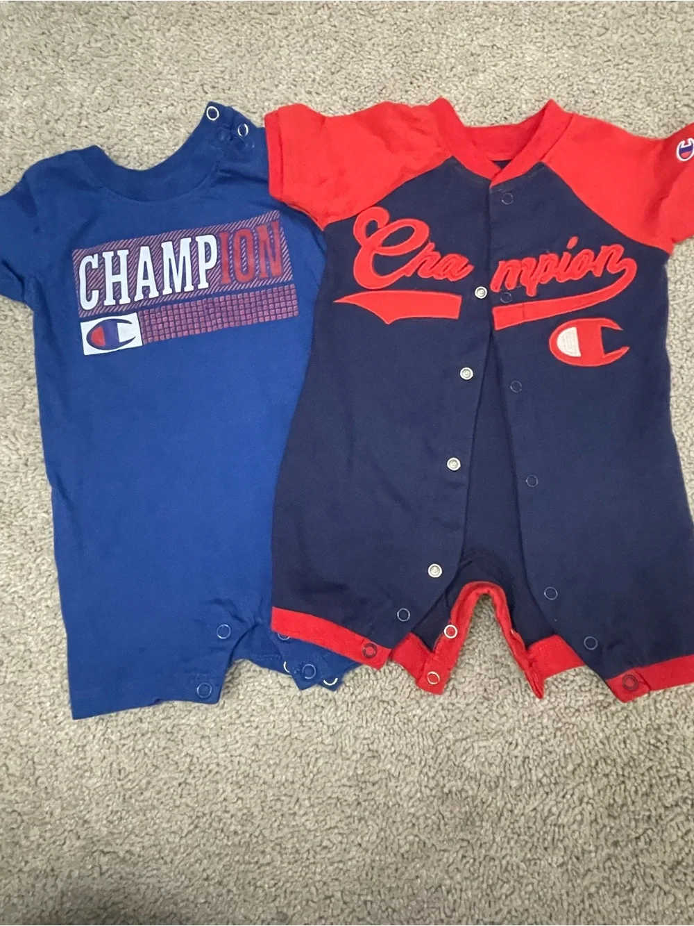 Champion Toddler Red and Blue Baseball Style One-Pieces (2-Pack)